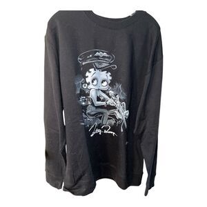 BETTY BOOP STORM RIDER Sweatshirt Adult XL Black Crewneck Pullover Biker New